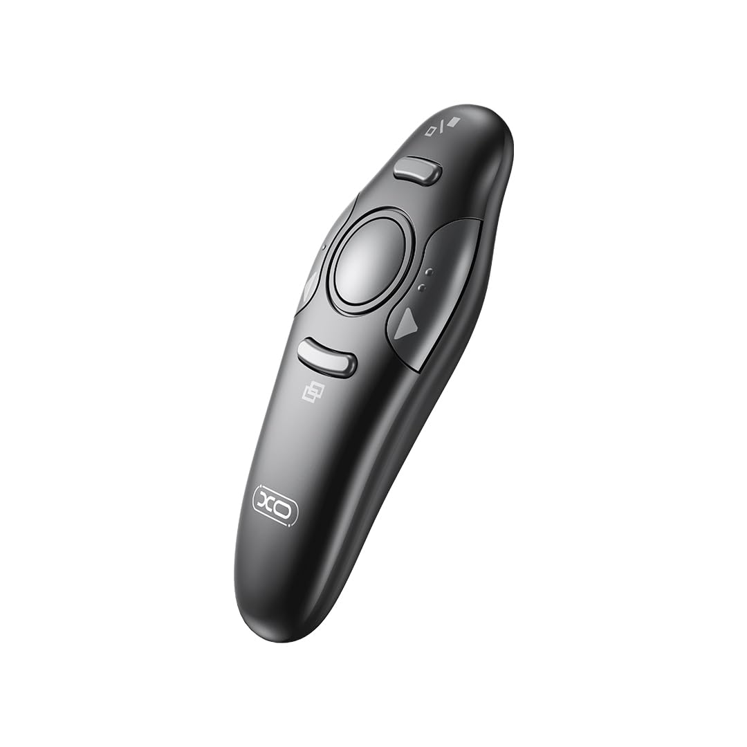 XO CF26 PowerPoint Kablosuz Sunum Kumandası, İşaretleyici, 30m Mesafe, 2'si 1 Arada Fare Fonksiyonlu, Sayfa Değiştirme, Tak Çalıştır, Type-C ve USB Bağlantı, Siyah