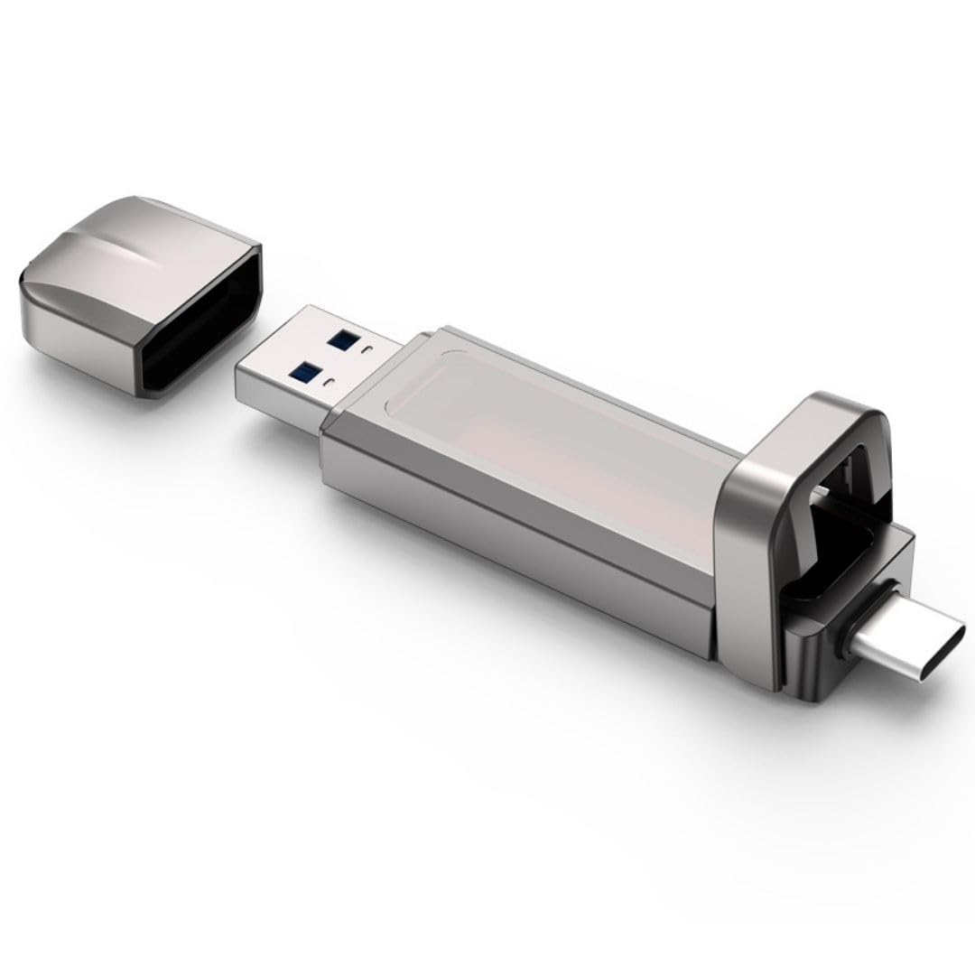 XO 256GB SSD Otg Flash Bellek, USB 3.2 + Type-C, 500MB/s Okuma, 450MB/s Yazma Hızı, Çift Bağlantı Noktalı, Darbeye Dayanıklı, Anti Manyetik, Sıcaklığa Dayanıklı, DK08, Gri