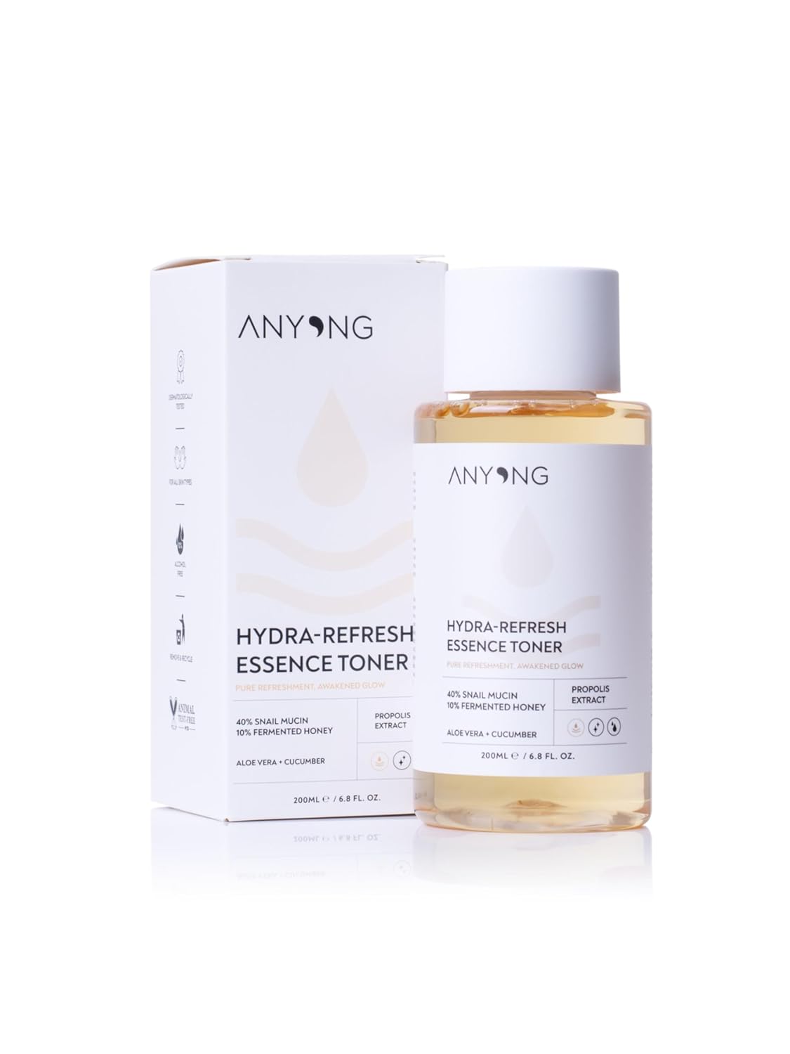 Anyong Aydınlatıcı, Nemlendirici ve Tazeleyici Tonik 200 ml (%40 Salyangoz Özü& Bal & Propolis & Aloe Vera)