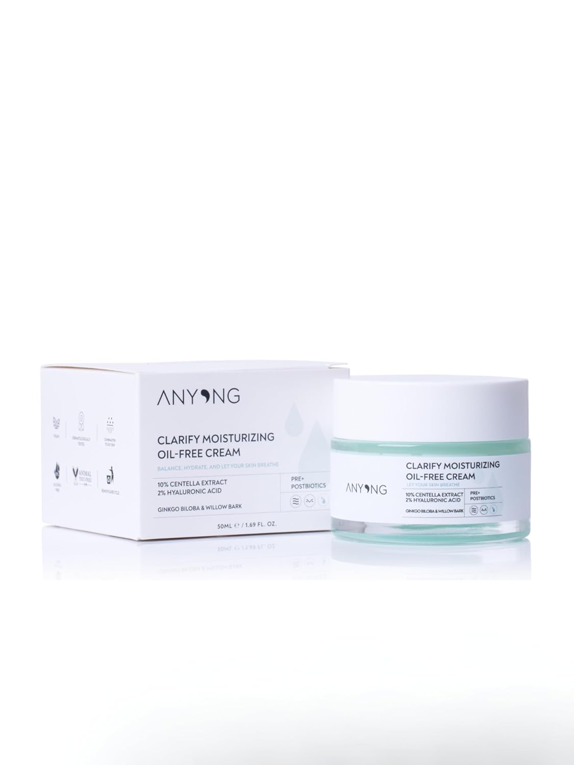 Anyong Sakinleştirici ve Nemlendirici Yağ İçermeyen Krem 50 ml (Centella Özü & Hyalüronik Asit)-Yağlı Cilt