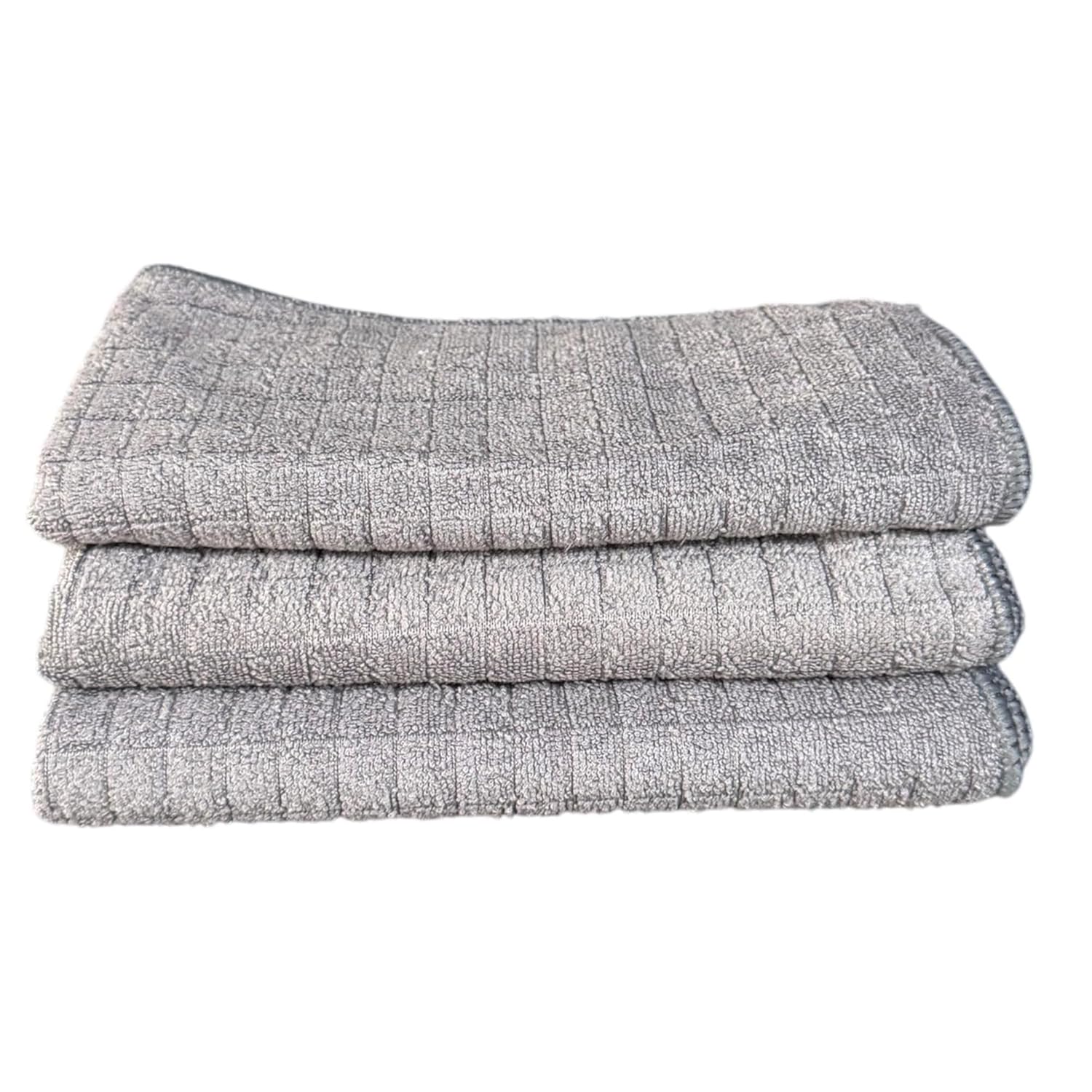 WONKEY - Mikrofiber Mutfak Temizlik Bezi, Leke Tutmaz Temizlik için Kareli Bez - 40x40 cm - 3 Adet