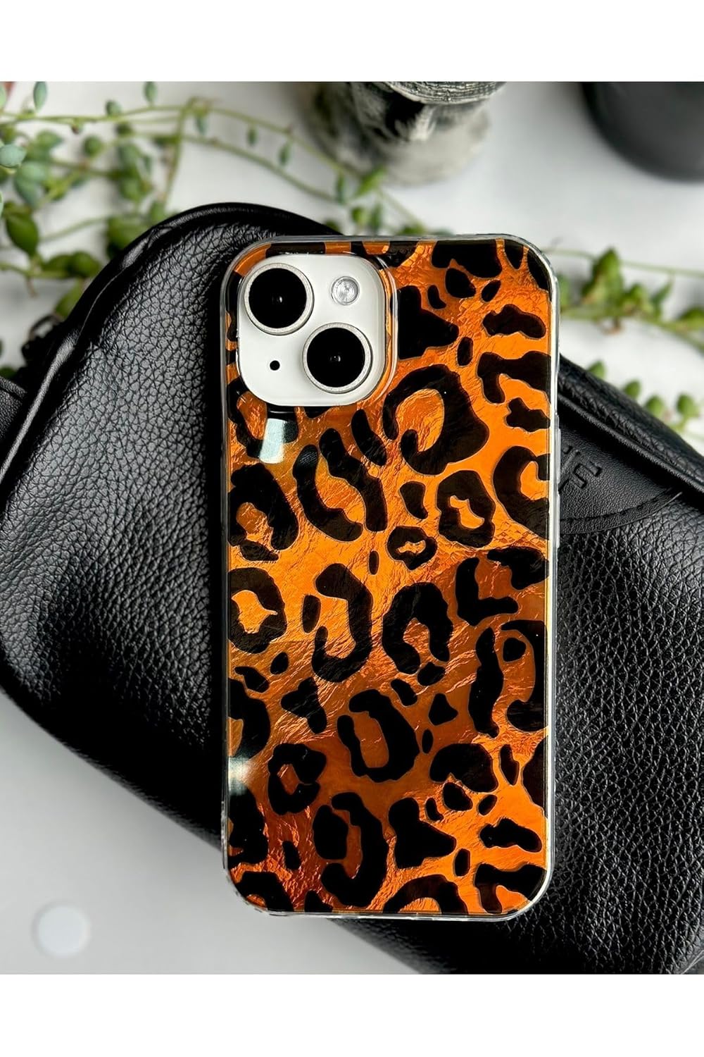 Go Aksesuar Iphone 13-14 - 15 Uyumlu Leopar Renk Geçişli Parlak Tasarımlı Silikon Kılıf - Leopar