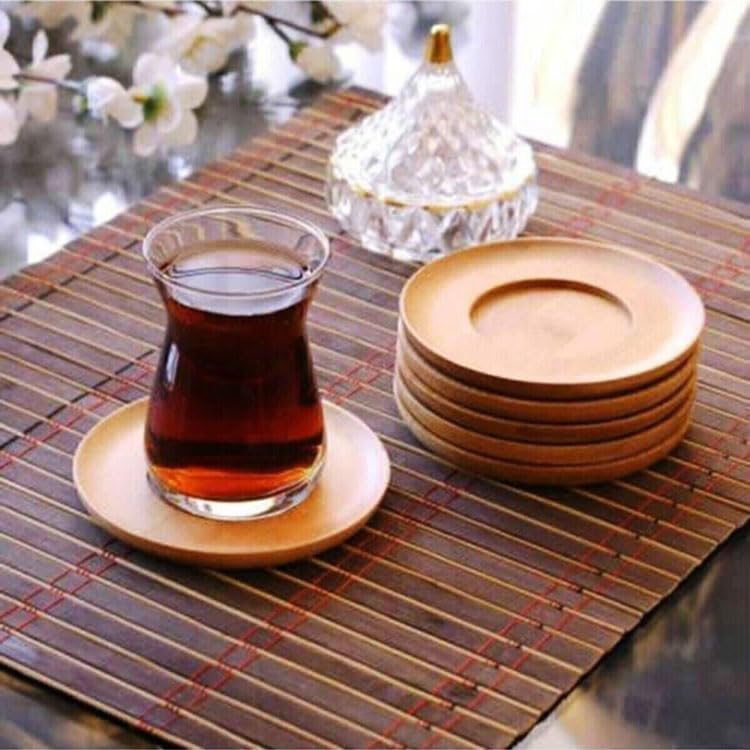 Deconox Bambu Yuvarlak Çay Tabağı Bardak Altlığı 6 'lı Set, Dekoratif Bambu Altlık