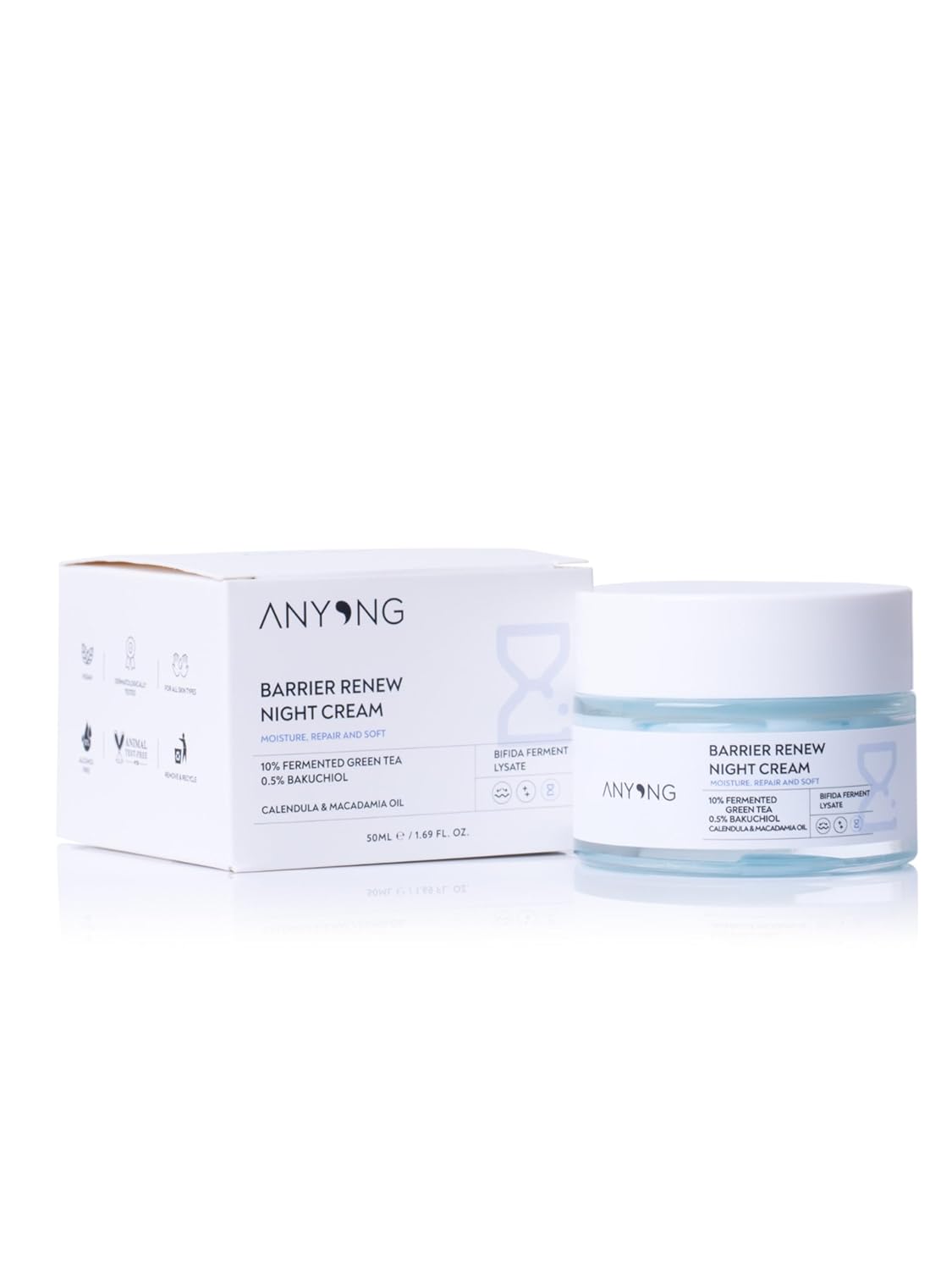 Anyong Bariyer Onarıcı, Yenileyici ve Yaşlanma Karşıtı Krem 50 ml (Yeşil Çay & Bakuchiol & Bifida)