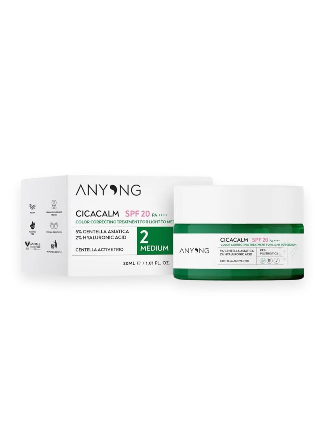 Anyong Cica Tiger Grass Ton Eşitleyici Ve Kızarıklık Karşıtı Krem Medium 20 Spf 30 ml Orta Cilt Tonları