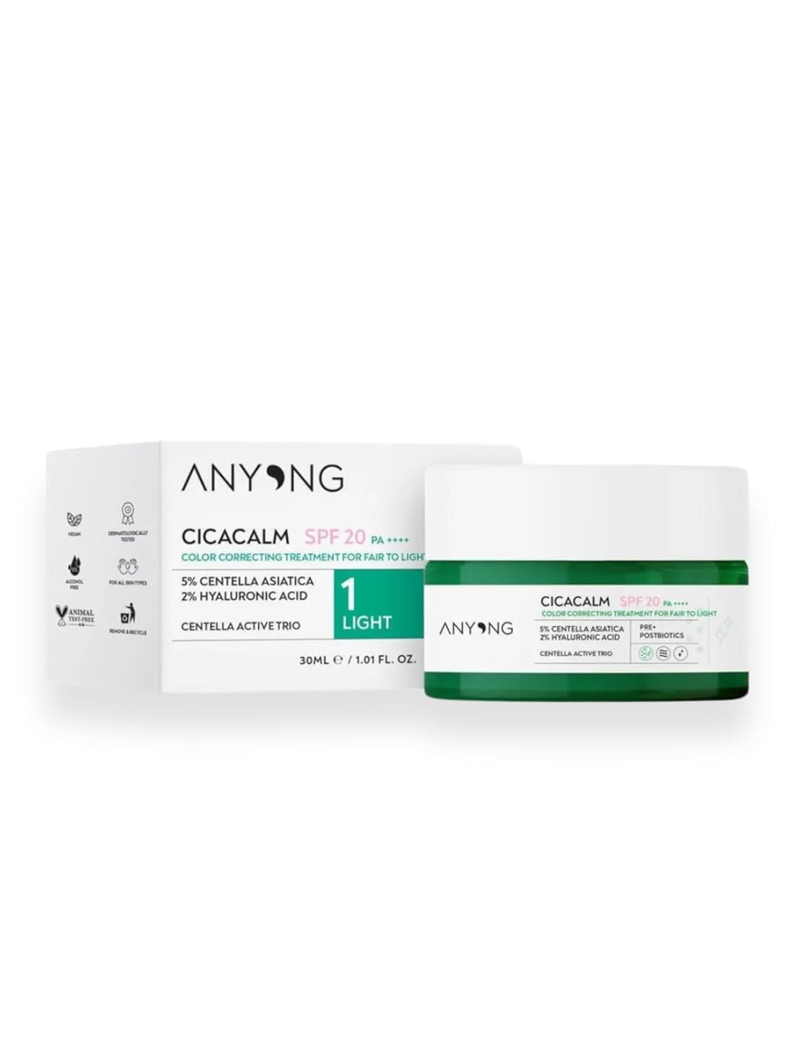 Anyong Cica Tiger Grass Ton Eşitleyici Ve Kızarıklık Karşıtı Krem Light 20 Spf 30 ml Açık Cilt Tonları