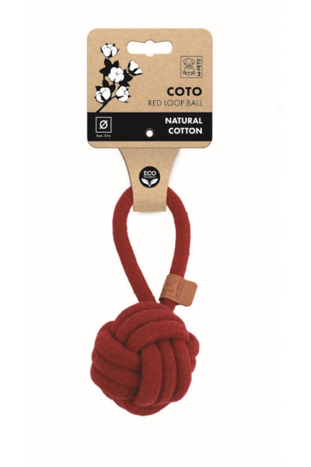 M-PETS COTO RED LOOP BALL 8CM ÇEKMELİ ÖRGÜ TOP OYUNCAK