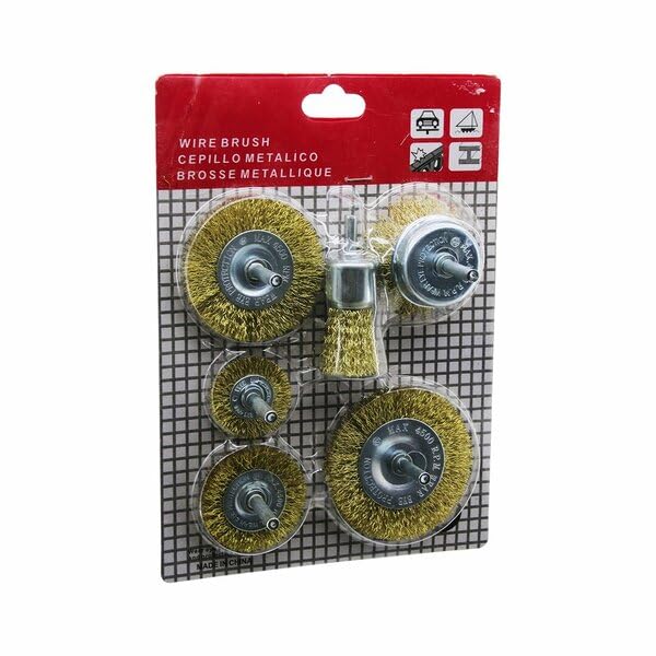 AEE® 6'lı Çelik Tel Çanak Fırça Seti Matkap Ucu Dairesel Pas Sökücü Temizleme Yağ Çapak Alma Parlatma Sıyırma Zımpara Ahşap Metal Çelik Kaynak Boya Çıkarıcı Kazıma Aparatı