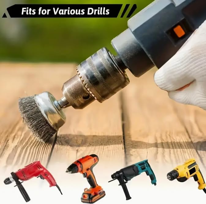 AEE® 6'lı Çelik Tel Çanak Fırça Seti Matkap Ucu Dairesel Pas Sökücü Temizleme Yağ Çapak Alma Parlatma Sıyırma Zımpara Ahşap Metal Çelik Kaynak Boya Çıkarıcı Kazıma Aparatı