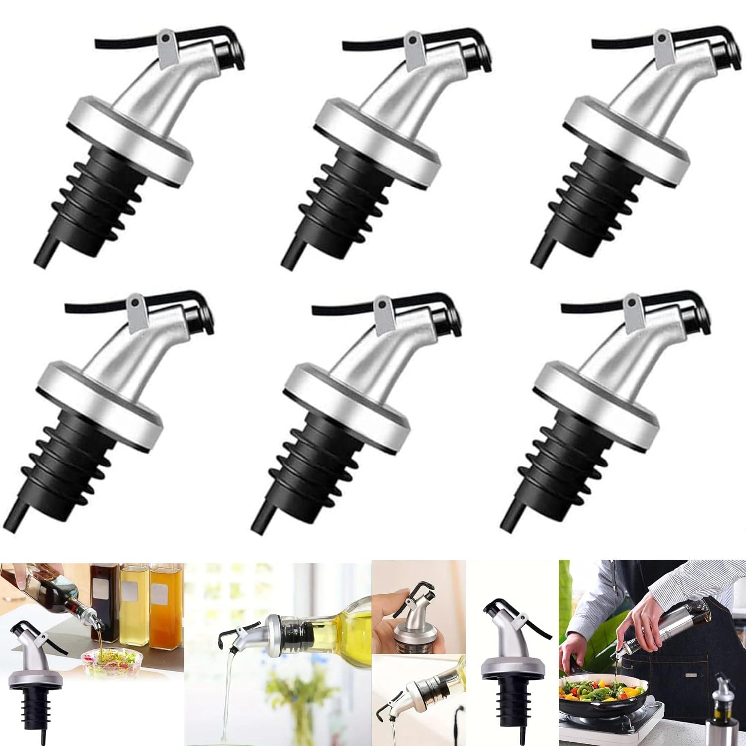 AEE® 6 Adet Yağdanlık Tıpası Damlatmaz Akıtmaz Şişe Ucu Yağlık Sirkelik Sosluk Tıpa