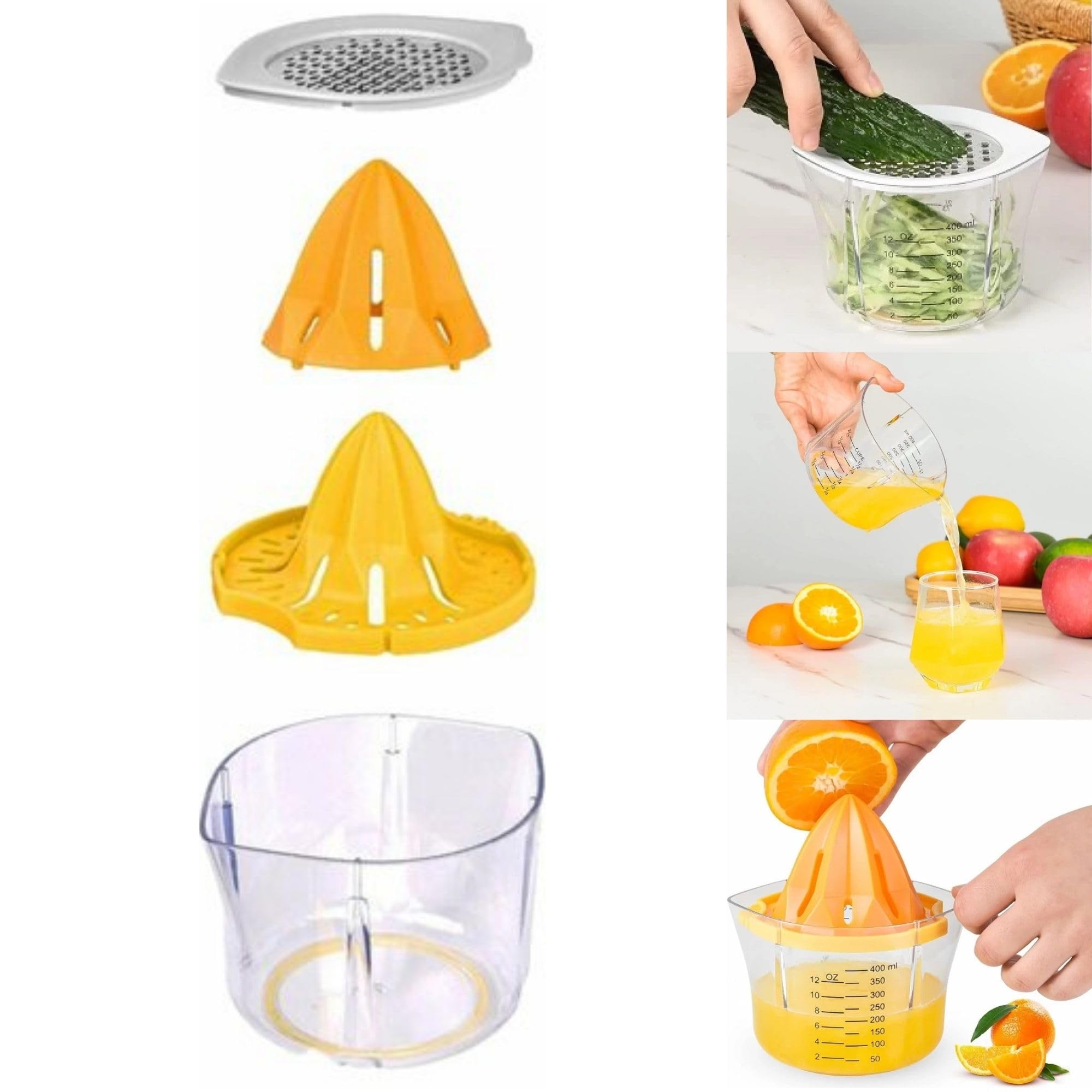 AEE® 4 Parça Rendeli Ölçekli Limon Portakal Narenciye Sıkacağı Hazneli Rende
