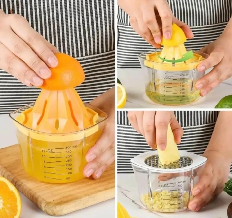 AEE® 4 Parça Rendeli Ölçekli Limon Portakal Narenciye Sıkacağı Hazneli Rende