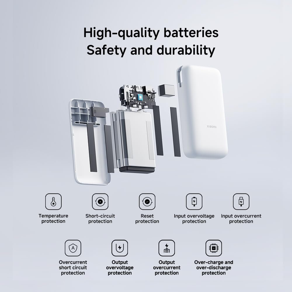 Xiaomi 22,5 W Power Bank 20000 mAh (entegre kablo) açık gri