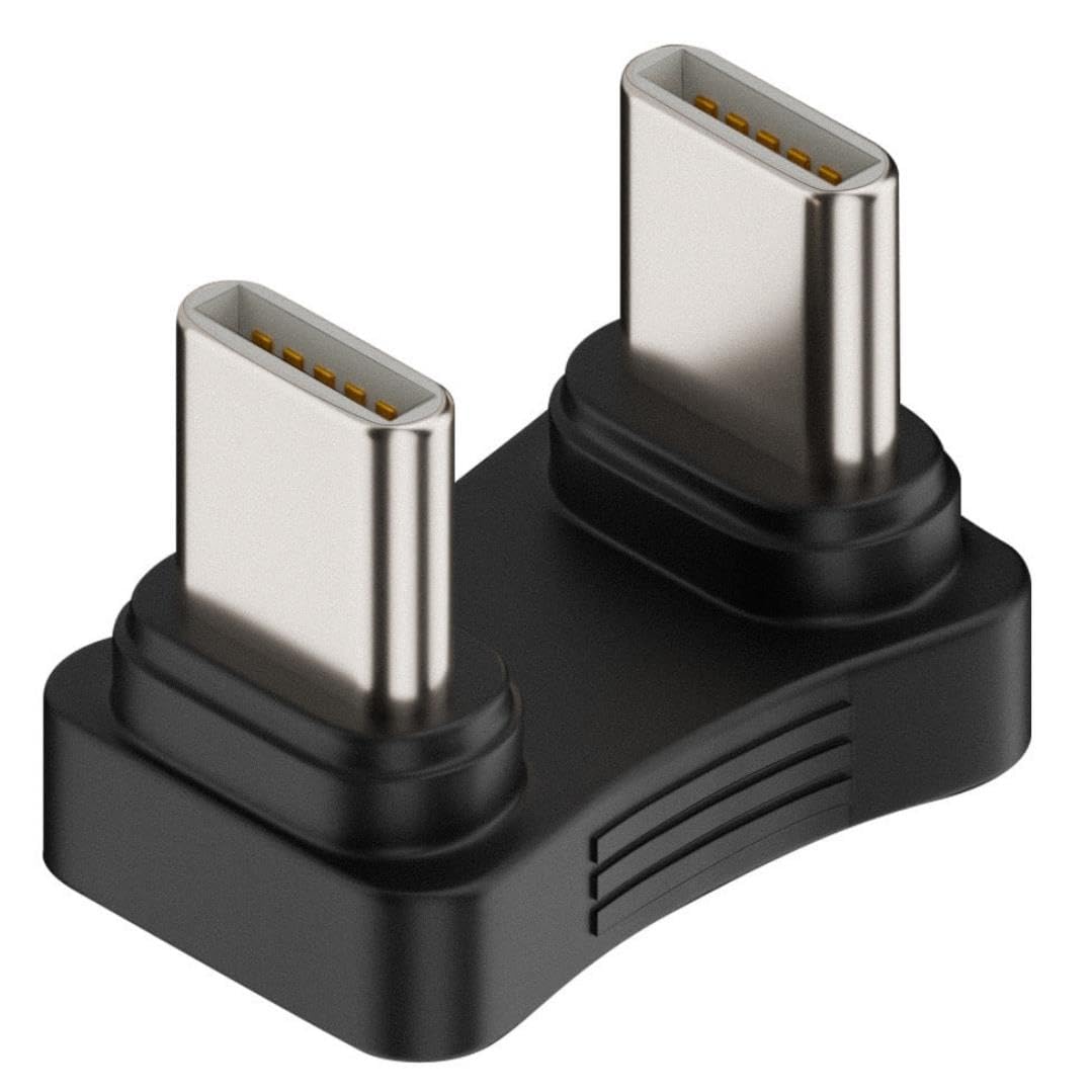 Lunatic 9849 Type C To Type C Erkek Erkek 180 Derece Dirsek Çevirici Dönüştürücü Adaptör 2’si 1 Arada Tasarım (PD 65W hızlı şarj hem de 480Mbps yüksek hızlı veri aktarımı desteği sunar)