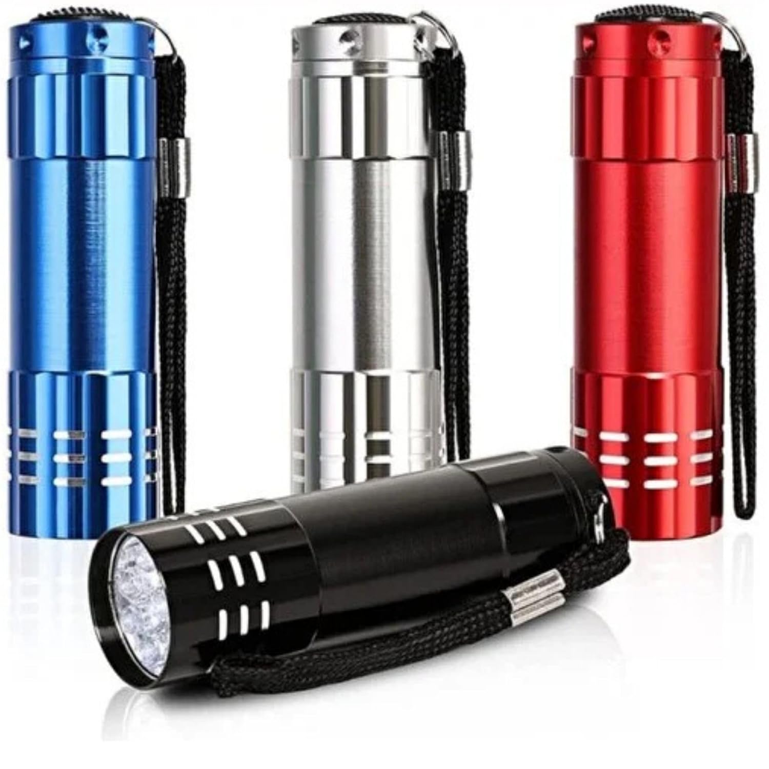 AEE® 3 Adet Pilli Fener Metal Mini 9 Ledli Acil Durum Enerji Krizi Deprem Çantası Kamp