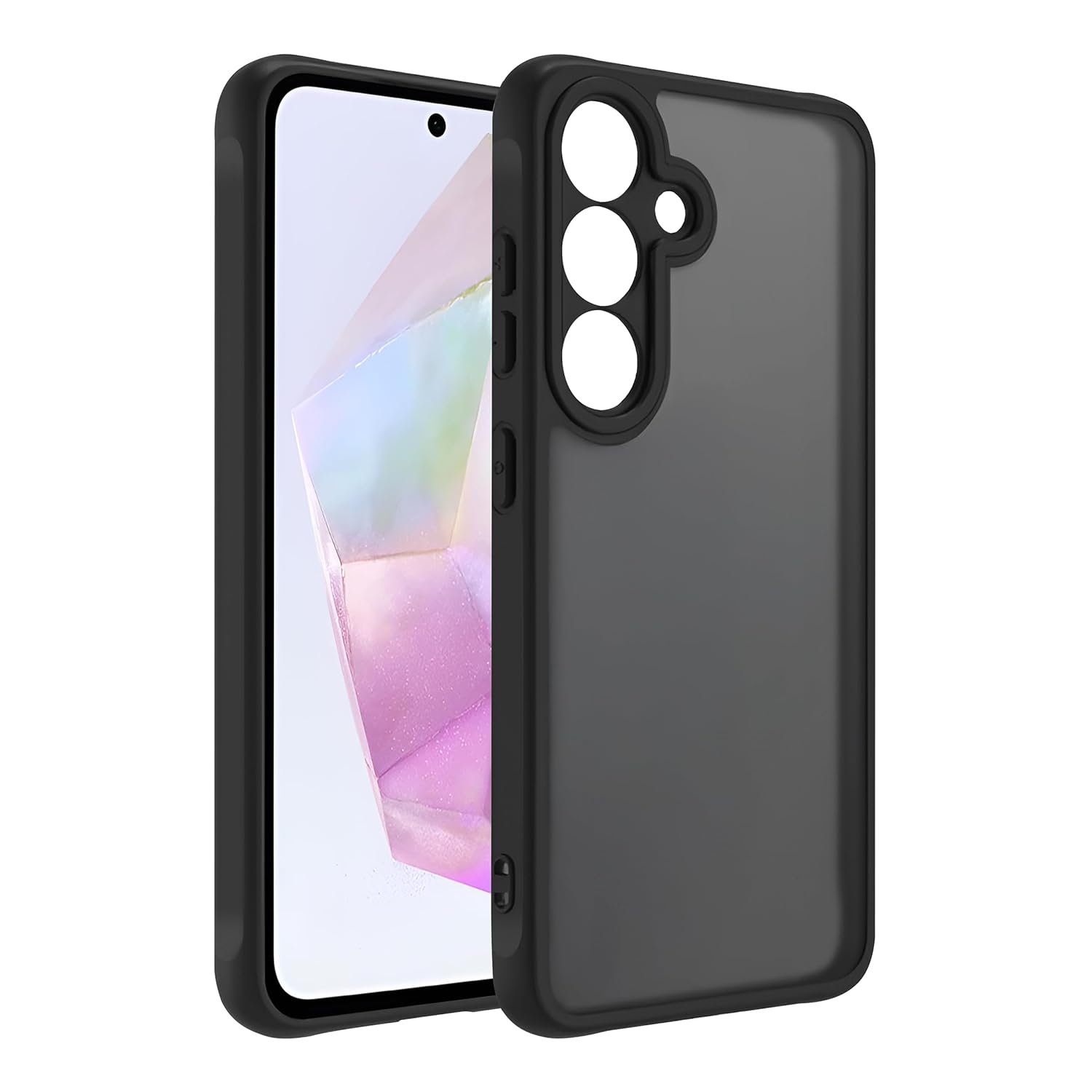 Teknoft Samsung Galaxy A55 için Basic Serisi Yükseltilmiş Lens Çerçeveli Ultra Güçlü Darbeye Dayanıklı Yumuşak Silikon Mat Kılıf (Galaxy A55)