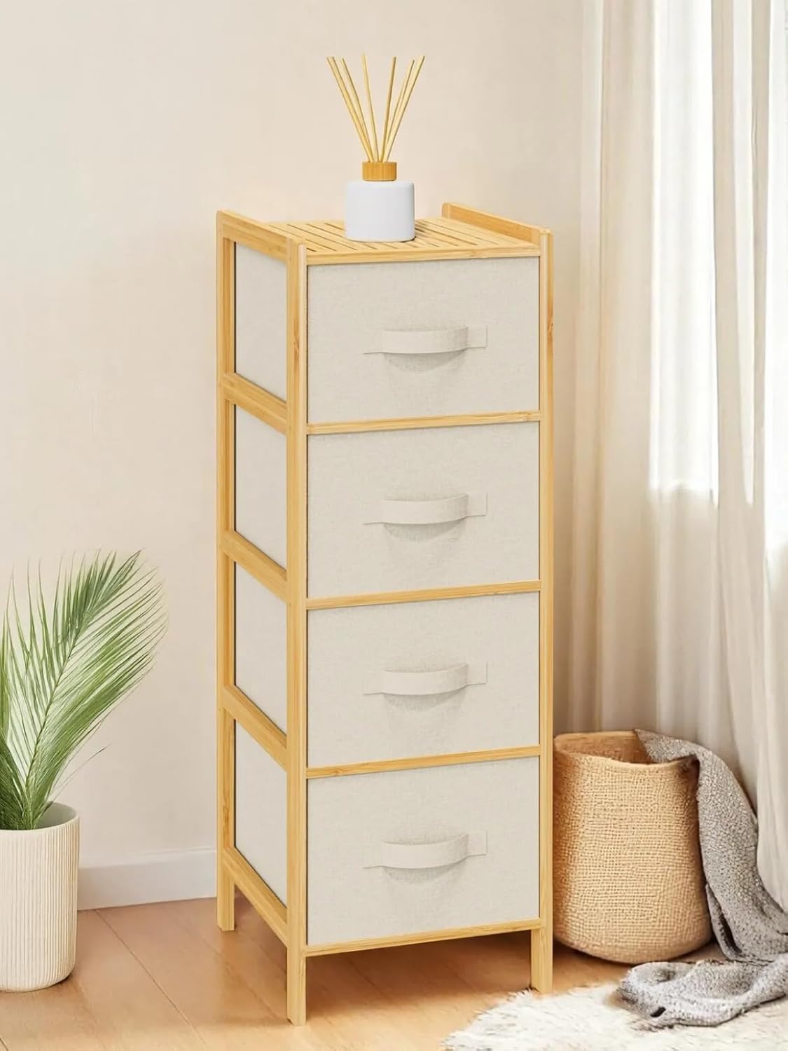 Digithome Bambu 4 Çekmeceli Dolap Organizer Çok Amaçlı Düzenleyici Şifonyer DB-0014