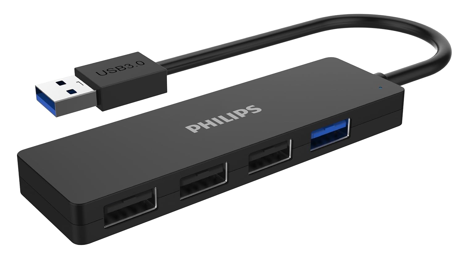 Philips SWR1704 USB Hub 4 Port, 5Gbps Veri Aktarımı Usb 3.0, 480Mbps Veri Aktarımı Usb 2.0 x3, Usb Çoklayıcı, ABS Malzeme, Siyah