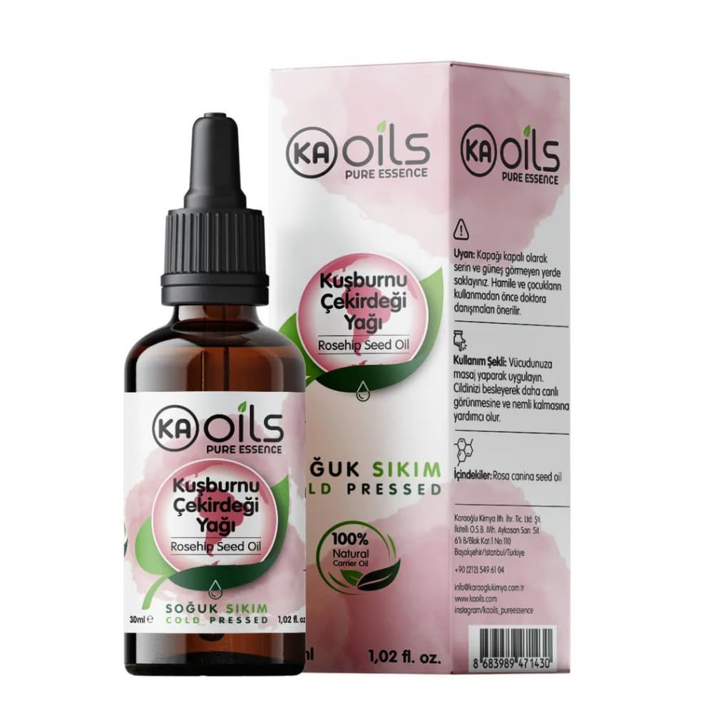 KAOils Kuşburnu Çekirdeği Yağı 30 ml | Rosehip Seed Oil | C Vitamini ile Cilt Yenileyici & Yaşlanma Karşıtı Bakım İçin | Soğuk Sıkım & Taşıyıcı%100 Saf ve Doğal Bitkisel Yağ