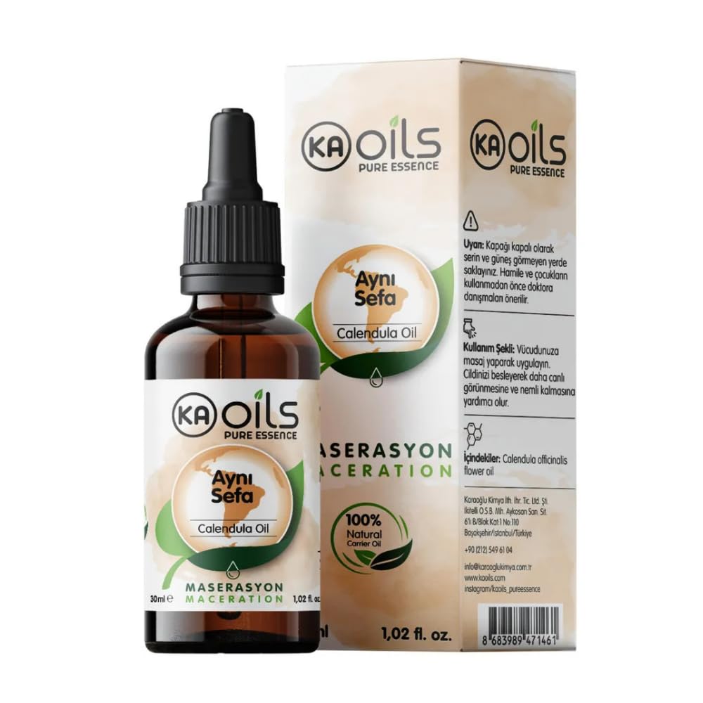 KAOils Aynısefa Yağı 30 ml | Zeytinyağında Masere Edilmiş | Calendula Infused Oil | Cilt Yatıştırıcı & Koruyucu Bakım |%100 Doğal Bitkisel Yağ – Bebek & Hassas Ciltler İçin Uygun