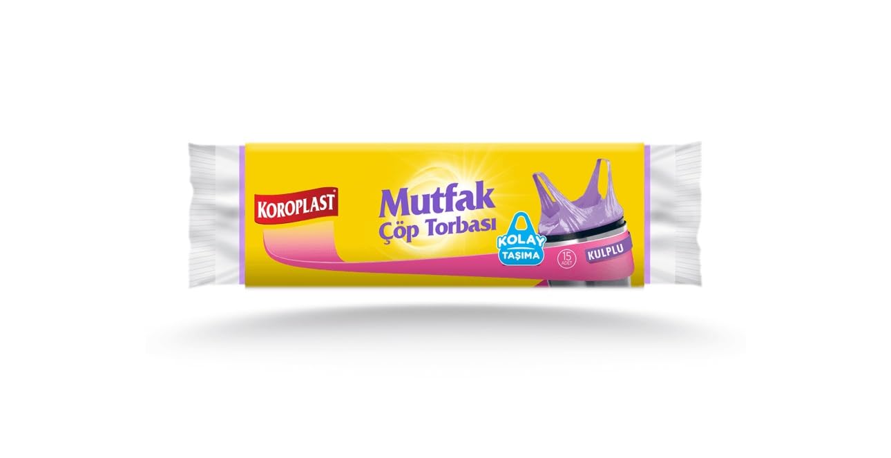 Koroplast Kulplu Mutfak Çöp Torbası, Sızdırmaz, Dayanıklı, Kolay Taşıma, Geri Dönüştürülebilir Çöp Poşeti, Mutfak, Banyo, Ofis, Kafe, Bahçe, Piknik, Kamp, Okul, Yurt, Hastane, Otel, Market, Atölye