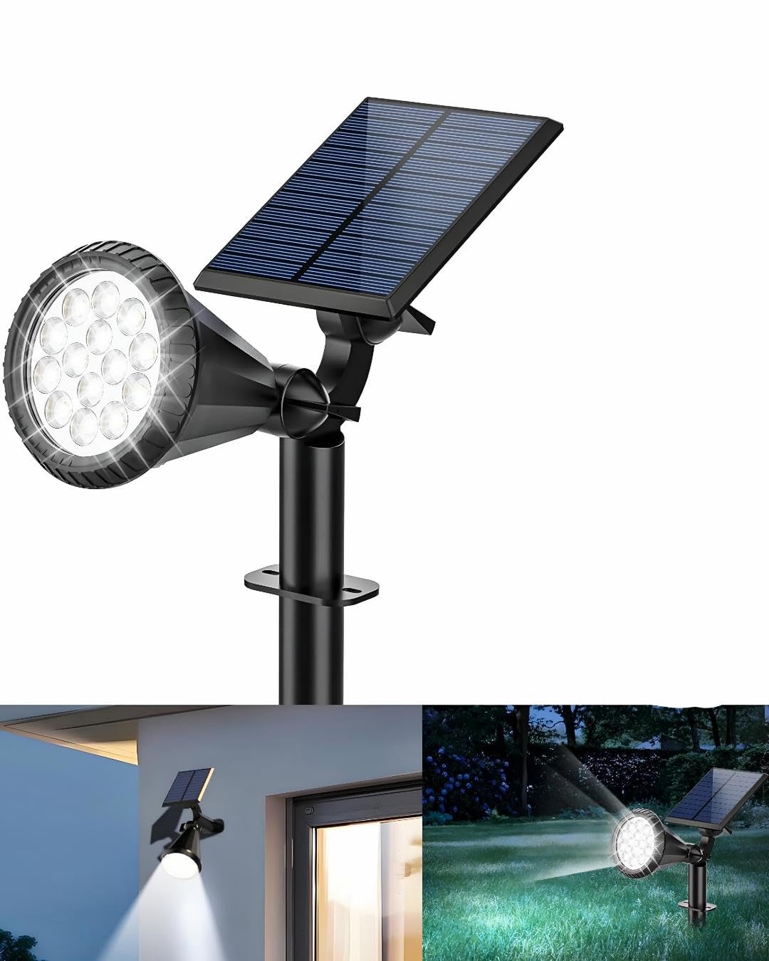 Forlife BEYAZ 18 LED Spot Güneş Enerjili Bahçe Aydınlatma Lambası, Fotoselli, Spike Aplik, 18W Su Geçirmez Dış Mekan Solar Lamba, Ağaç, Veranda, Garaj, Havuz, Duvar Ve Zemin Montajına Uygundur 42 CM