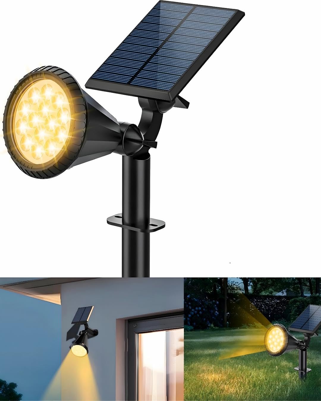 Forlife AMBER18 LED Spot Güneş Enerjili Bahçe Aydınlatma Lambası, Fotoselli, Spike Aplik, 18W Su Geçirmez Dış Mekan Solar Lamba, Ağaç, Veranda, Garaj, Havuz, Duvar Ve Zemin Montajına Uygundur 42 CM