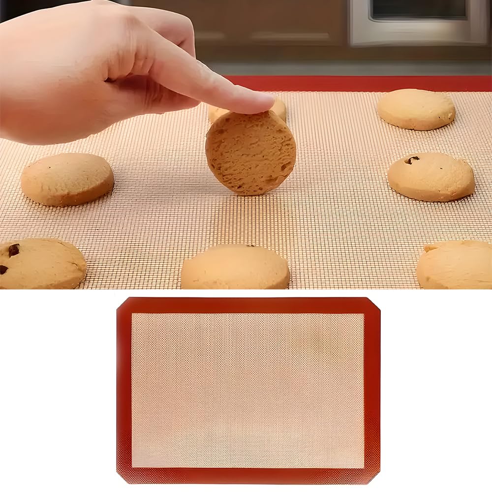 Silikon Pişirme Matı, 40x30 cm, Fırın ve Mikrodalga Uyumlu, Yapışmaz, Bulaşık Makinesi Güvenli, Kırmızı
