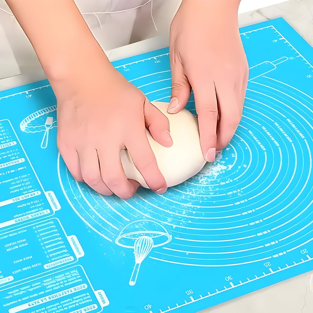 Mavi Silikon Hamur Açma Matı, 40x50 cm, Ölçülü, Kaydırmaz, Yapışmaz