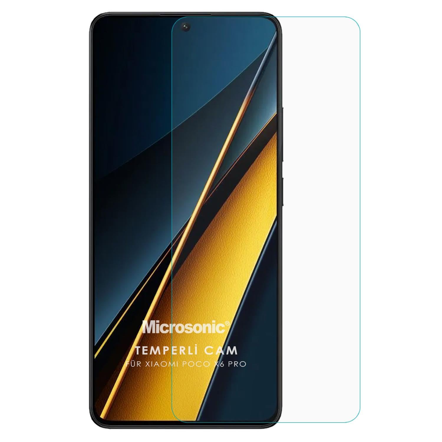 Microsonic Xiaomi Poco X6 Pro 5G Tempered Glass Cam Ekran Koruyucu [Poco X6 Pro 5G ile Uyumlu Ekran Koruyucu - Şeffaf]