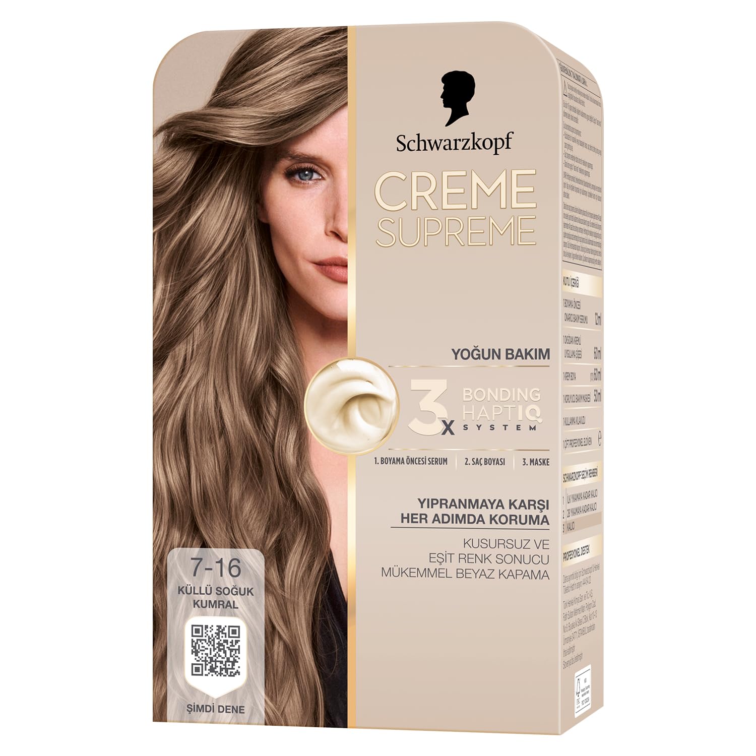 Schwarzkopf Creme Supreme Saç Boyası 7-16 Küllü Soğuk Kumral