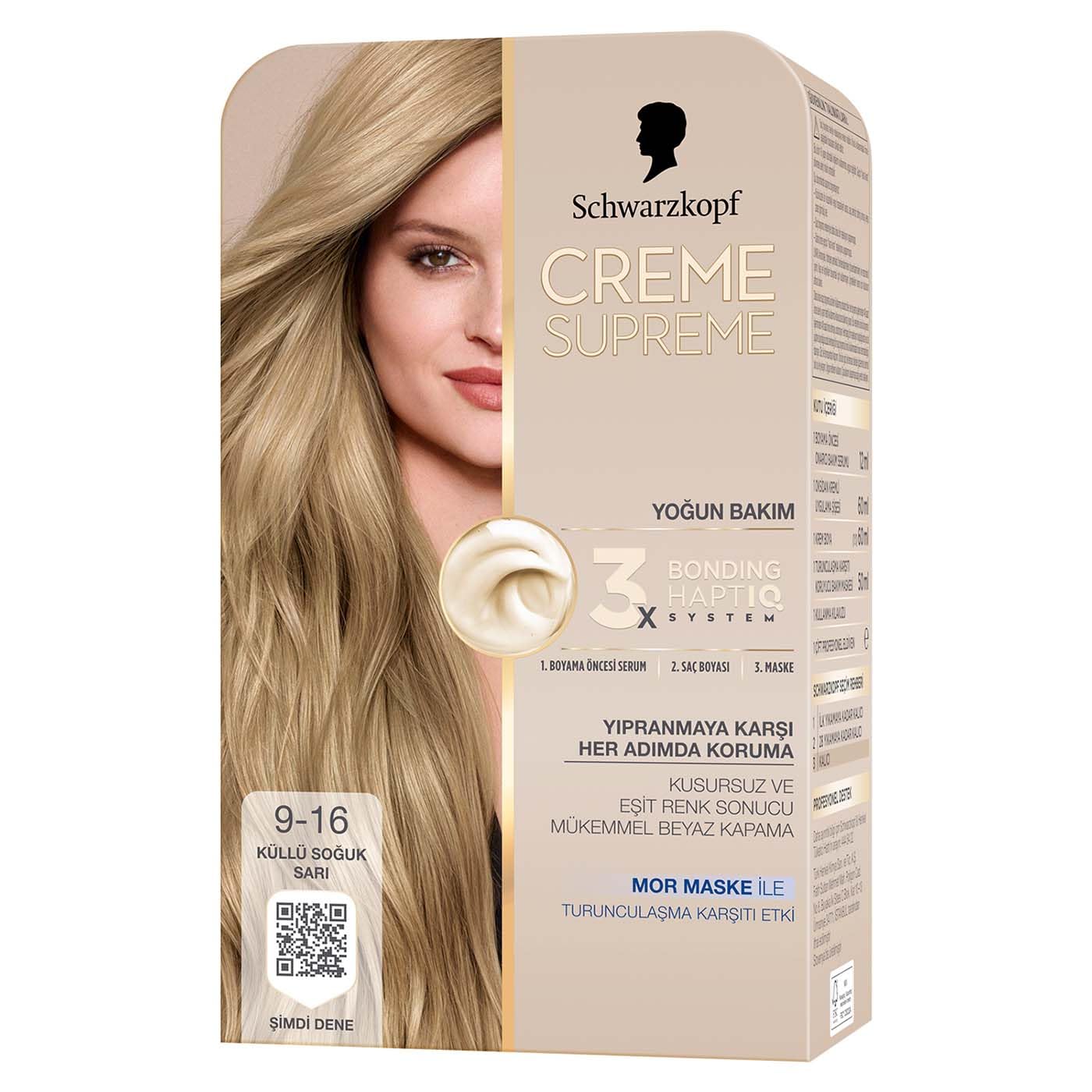 Schwarzkopf Creme Supreme Saç Boyası 9-16 Küllü Soğuk Sarı