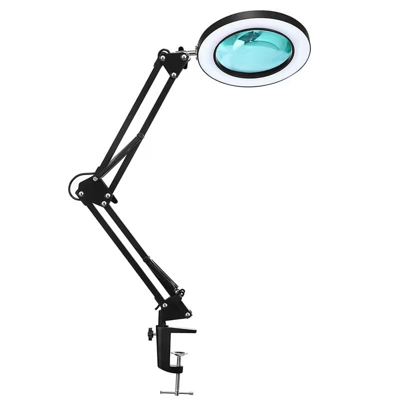 Coverzone Büyüteçli 2in1 Standlı Klinik, Dövme ve El Sanatları için Yuvarlak Işık 6.3 inç (16cm) Stüdyo Işık ve Tripod Kamera Youtuber Twich Kick Halka Yayıncı Işığı FLB06