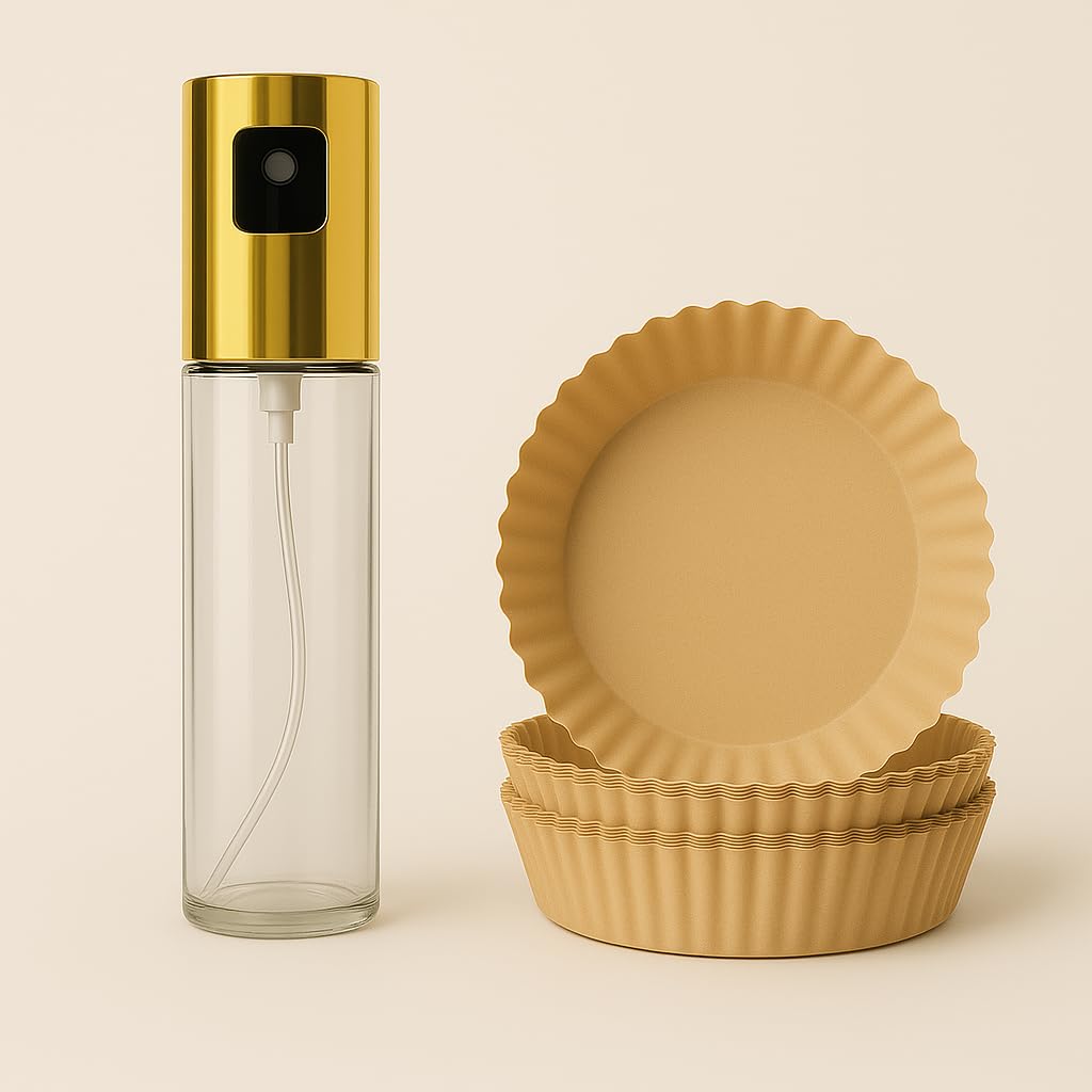 Vios Store Airfryer Kullanıcıları İçin Set – Yağ Püskürtücü Şişe + 50'li Pişirme Kağıdı – Sağlıklı Pişirme İçin Uygun