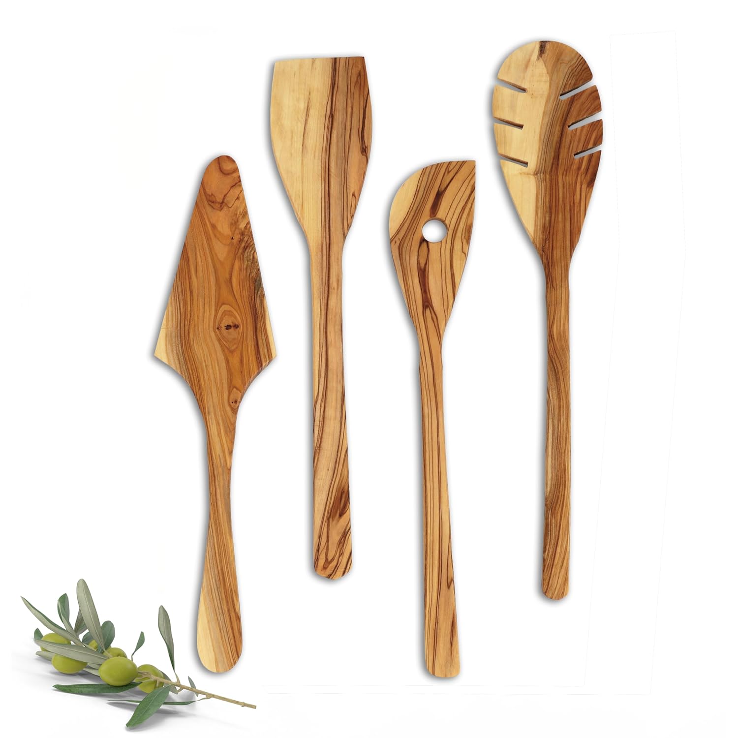 Dusset Zeytin Ağacı Mutfak Gereçleri Seti – 4 Parça | El Yapımı, Çevre Dostu, Çizilmez Ahşap Pişirme Aletleri | Spatula Seti (4'lü Set)