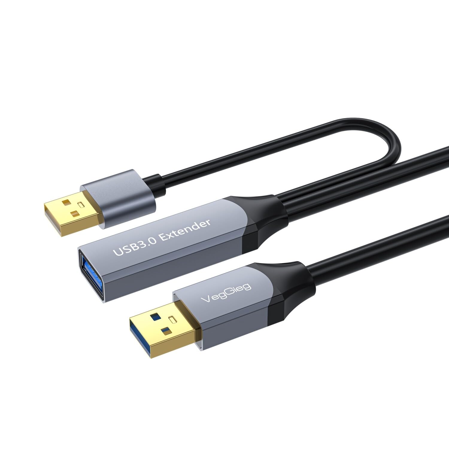 Veggieg USB 3.0 Uzatma Kablosu Sinyal Güçlendirici Extender Destekli USB-A Uzatıcı Kablo 15 Metre