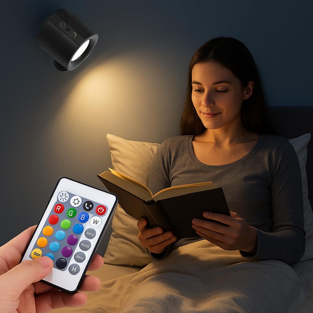 Coverzone Magnetik Yapışkanlı Uzaktan Kumandalı Işık Oda Salon Işıklandırmak için Lamba İç Mekan için Uygun Şarjlı Aydınlatma Yatak Odası Çocuk Odası Aydınlatması BD80A (BD80A - Siyah)