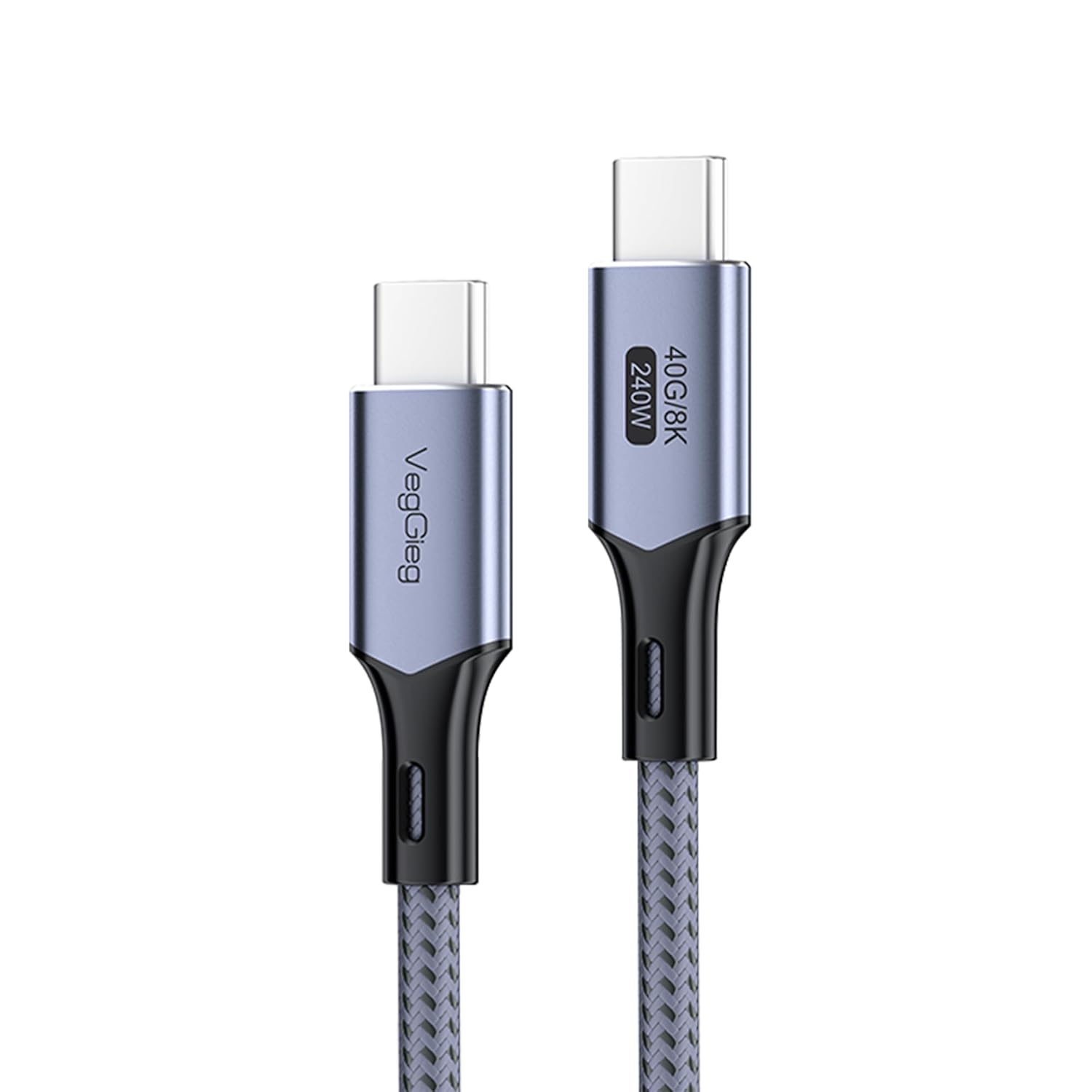 Veggieg USB 4.0 E-Mark 240W 40Gbps Thunderbolt 4 8K 60Hz Type-C Görüntü Hızlı Şarj ve Data Kablosu 1 Metre