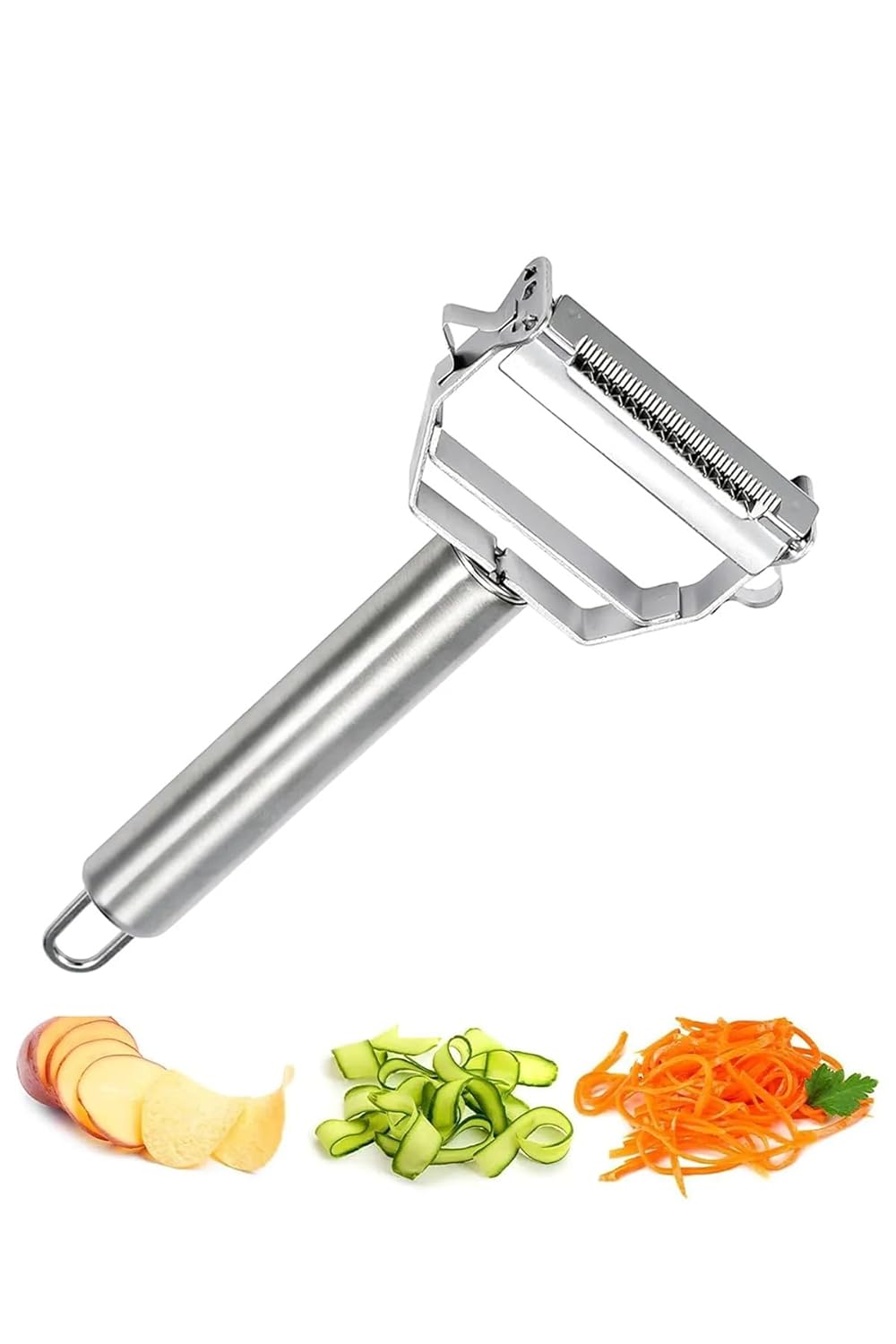 Çok Fonksiyonlu Sebze Meyve Soyacağı, Paslanmaz Çelik Jülyen Doğrayıcı, Salatalık Havuç Elma Soyma Aleti Çok Amaçlı Jülyen Soyucu Meyve Sebze Soyacak Salatalık Kabak Havuç Elma Çift Foksiyonlu