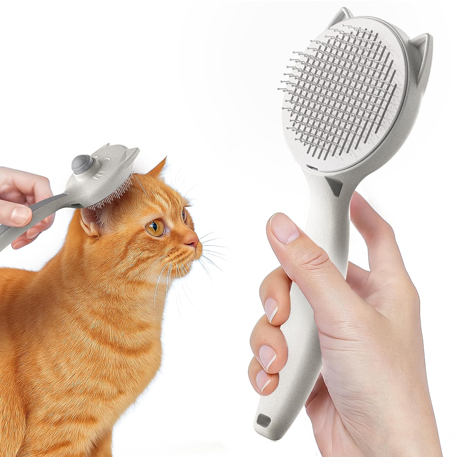 Kedi Köpek Tarağı – Otomatik Temizlenen Düğmeli Evcil Hayvan Tarağı, Masaj Etkili Yumuşak Tarama Fırçası, Kolay Temizlenen Pratik Kedi Tarak Fırçası (GRİ) ATAPET