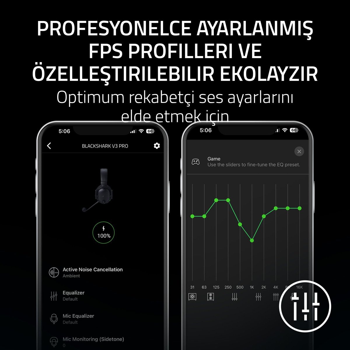 Razer BlackShark V3 Pro for PlayStation - Kablosuz Aktif Gürültü Engelleme E-spor Kulaklığı ANC - TriForce 50mm Sürücüler - HyperSpeed 2,4 GHz - THX Spatial Audio - PS5/PC | Siyah