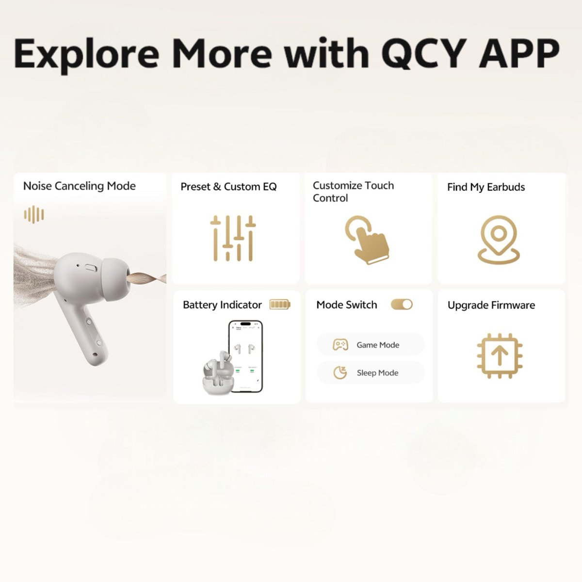 QCY Buds Anc HT15 Bluetooth Kulaklık - 45 dB. ANC - 6 Mikrofon ENC - Çift Cihaz Gürültü Engelleme iPX4 Siyah