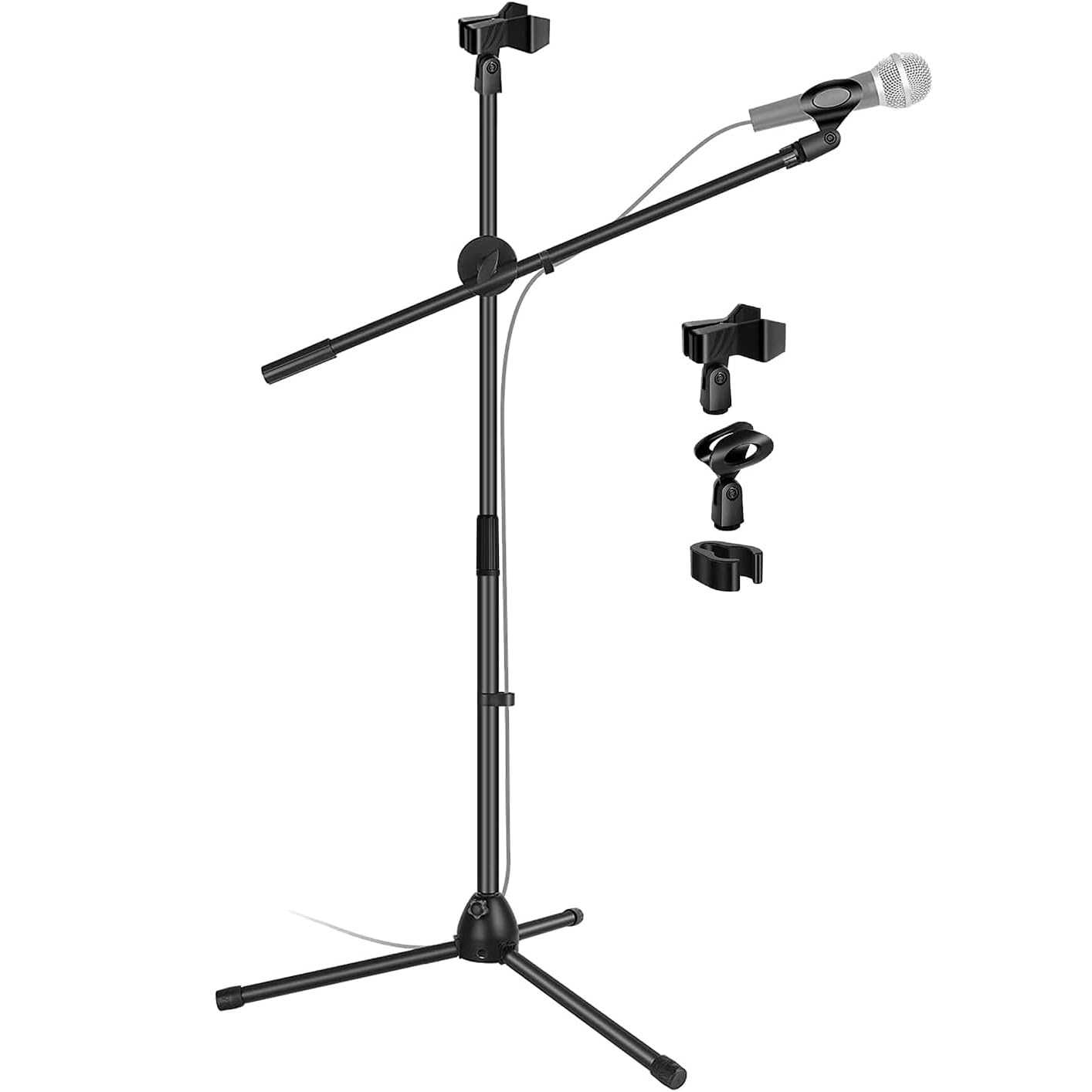 Coverzone 180cm Maksimum Uzunluk Mikrofon Standı Multi Fonksiyonel 2in1 Microphone Katlanabilir Açısı Ayarlanabilir Zemin Üstü - Model 103