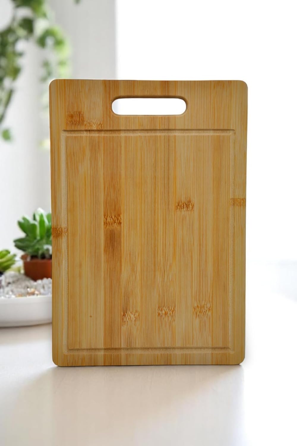 New-Max Golden Bambu Serisi 32x22 cm Oluklu Antibakteriel Yıkanabilir Bambu Doğrama Tahtası