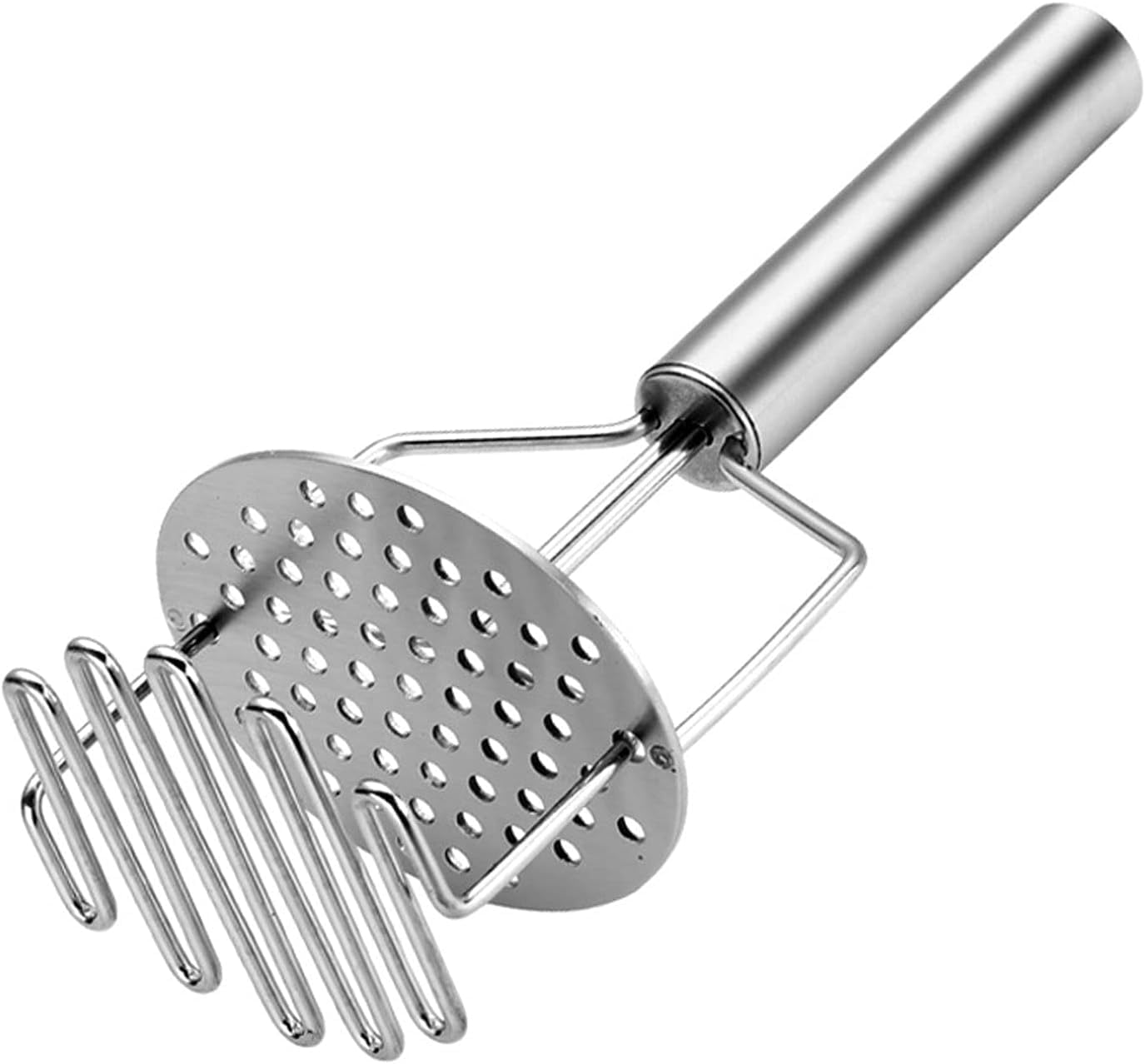 MallArt® Paslanmaz Çelik Yaylı Patates Ezici - 24,5 cm Patates Presi | Ergonomik Saplı Sebze Ezme Aleti | Manuel Püre Yapıcı |