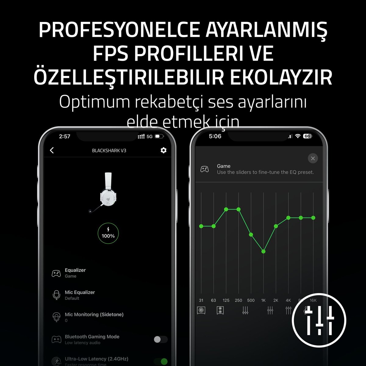 Razer BlackShark V3 - Kablosuz E-Spor Kulaklık - TriForce 50mm Sürücü - Çıkarılabilir Geniş Bant Mikrofon - THX Spatial Audio - Kablosuz 2,4 GHz & Bluetooth - FPS Profilleri - PC/Mac | Beyaz