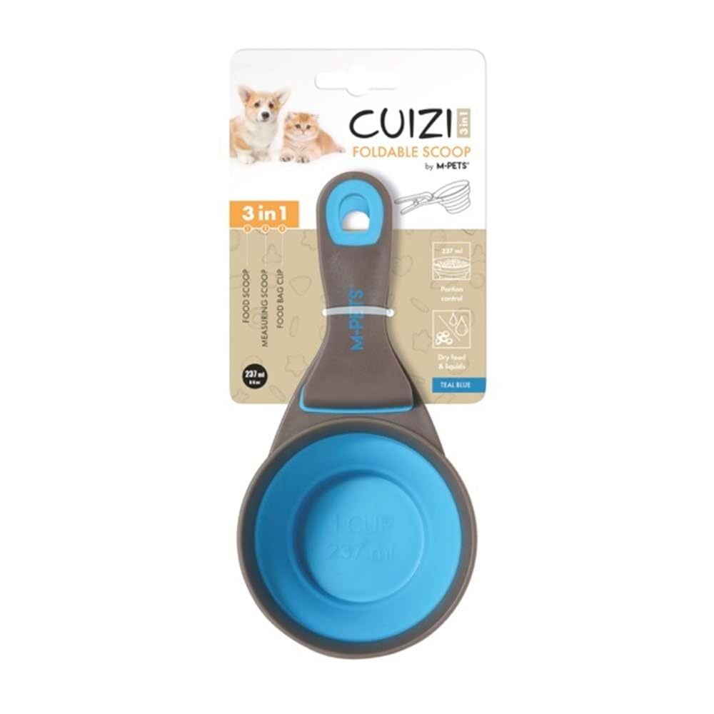 M-PETS CUIZI 3in1 FONKSİYONEL MAMA ÖLÇÜ KABI 237ML BLUE