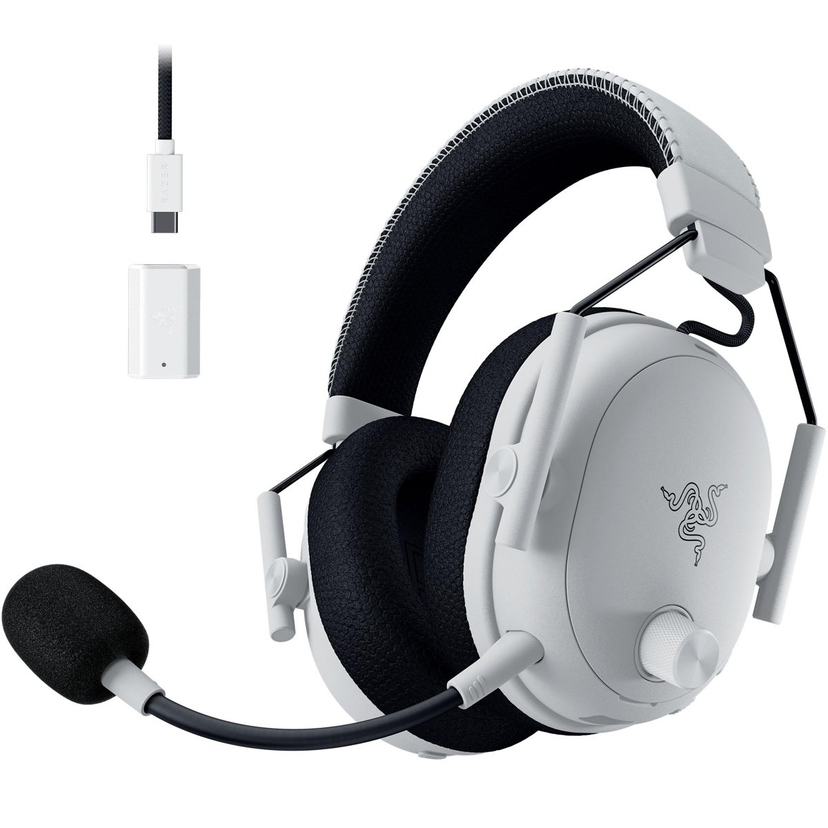 Razer BlackShark V3 Pro - ANC gürültü engelleme özelliğine sahip kablosuz e-spor kulaklık - 50 mm sürücü - Çıkarılabilir mikrofon - 2,4 GHz ve Bluetooth - FPS profilleri - PC/Mac | Beyaz