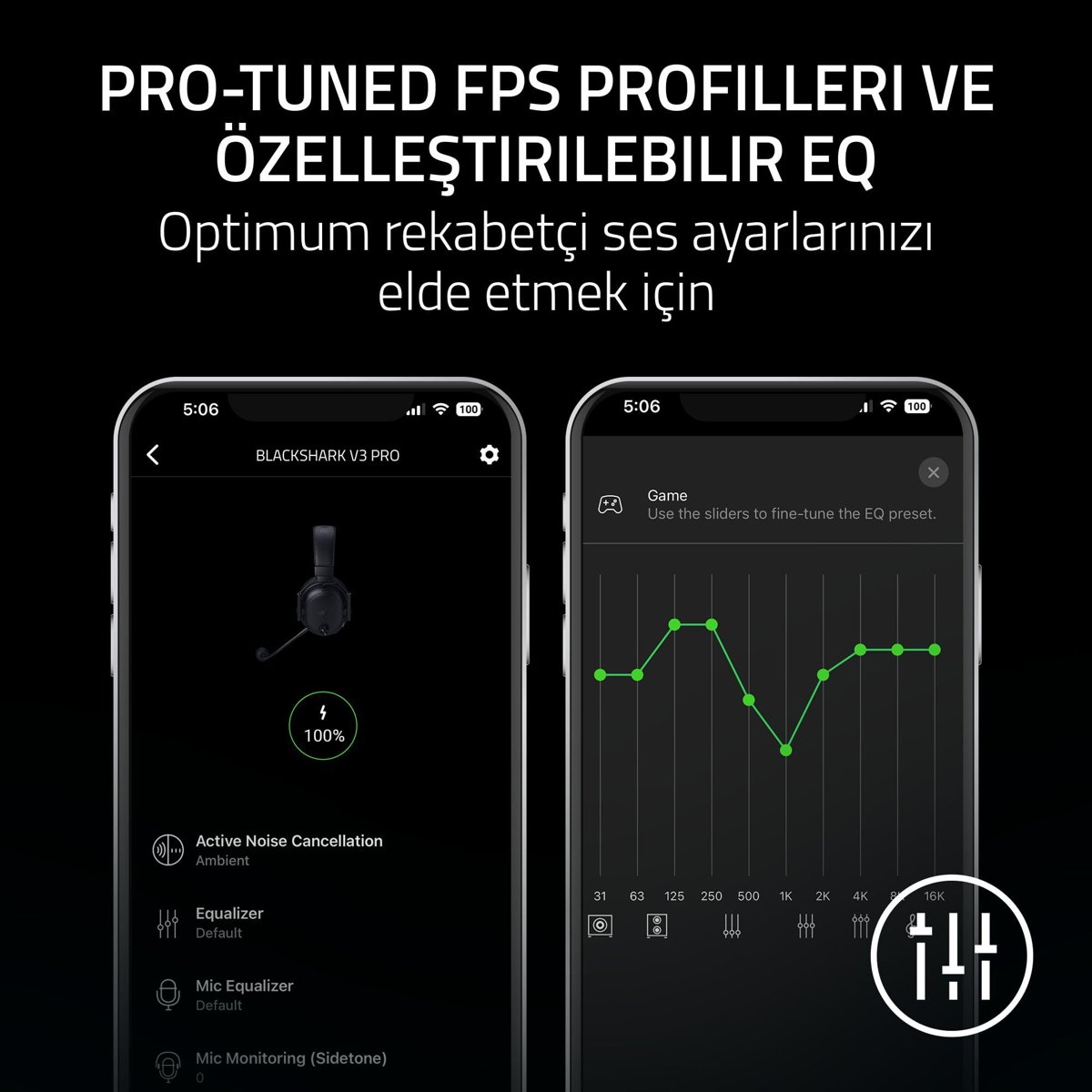 Razer BlackShark V3 Pro - ANC gürültü engelleme özelliğine sahip kablosuz e-spor kulaklık - 50 mm sürücü - Çıkarılabilir mikrofon - 2,4 GHz ve Bluetooth - FPS profilleri - PC/Mac | Beyaz