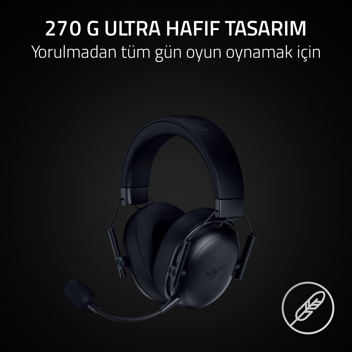 Razer BlackShark V3 X HyperSpeed - Kablosuz E-Spor Kulaklık - Ultra hafif 270g - TriForce 50mm sürücü - Çıkarılabilir Mikrofon - Surround ses - HyperSpeed 2,4Ghz & Bluetooth - PC/Mac | Siyah